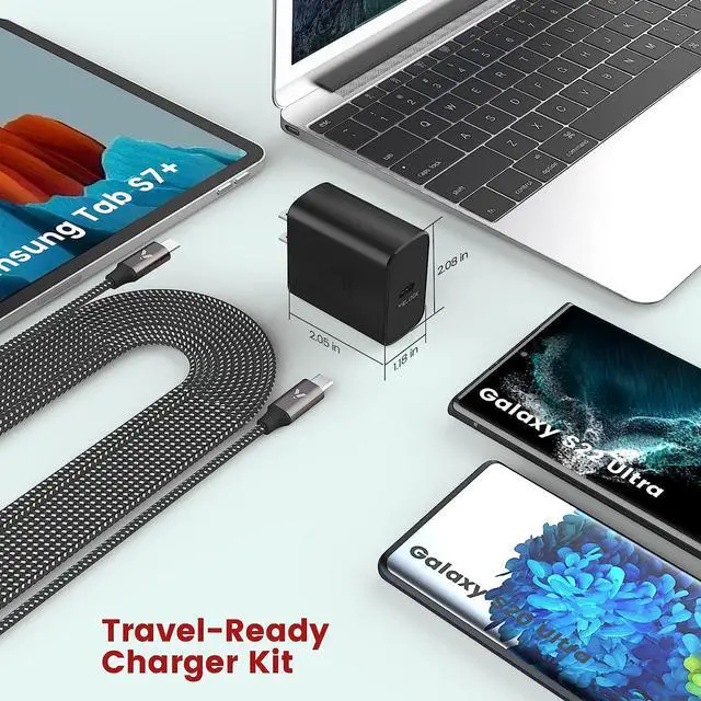 Alt view image 7 of 7 - S24 S23 S22 Ultra Charger, 45W USB-C Super Fast Charger Type C PPS/PD Wall Charging Block for Samsung Galaxy S24/S23/S22 Ultra/S22 Plus/S22/S20 Ultra/Note 20/Note 10+, Galaxy Tab(6.6ft Cable, Black)