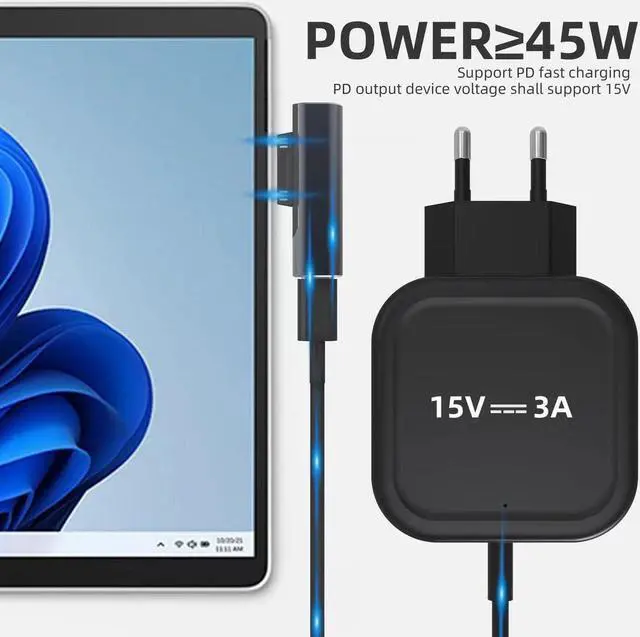 Alt view image 2 of 6 - Surface Connector to USB-C Charging Adapter DC15V 102W Type C Female to Surface Male for  Pro7/6/5/4 Surface Laptop 3/2/1 Surface Go Surface Book