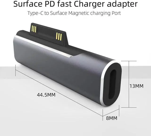 Alt view image 6 of 6 - Surface Connector to USB-C Charging Adapter DC15V 102W Type C Female to Surface Male for  Pro7/6/5/4 Surface Laptop 3/2/1 Surface Go Surface Book