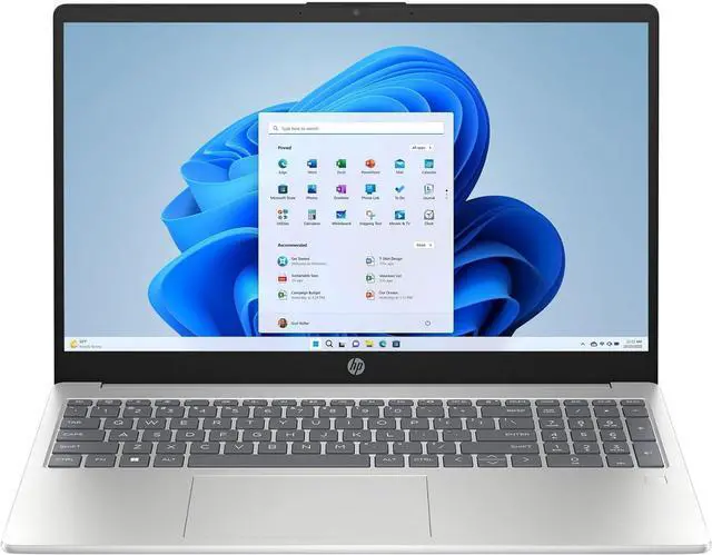 Main image of HP 15 laptop, Intel Core i3-N305 8-Core Processor, Intel UHD Graphics, 32GB RAM 2TB SSD, 15.6" LED-backlit IPS display, WiFi 6, Bluetooth, Natural Silver, Windows 11 Pro