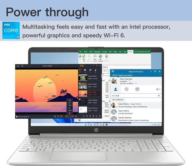 Alt view image 3 of 7 - HP 15 Laptop, 15.6" HD Touchscreen, Intel Core i3-1215U 6 cores Processor, Intel UHD graphics, 8GB DDR4  256GB PCIe SSD, WiFi, Bluetooth, HDMI, USB-A&C, Windows 10