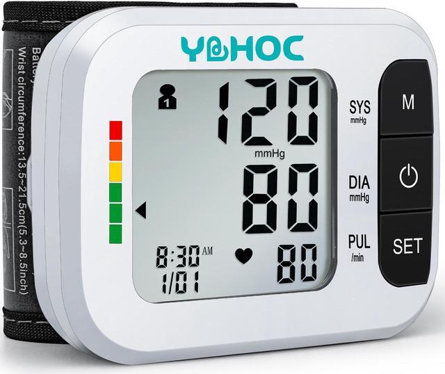 YBHOC Wrist Blood Pressure Monitor,Talking BP Machine Voice Broadcast,  Adjustable Wrist Cuff 5.3-8.5inch, 2 Users x 60 Memories for Home or  Traveling(Not Include AAA Batteries) 