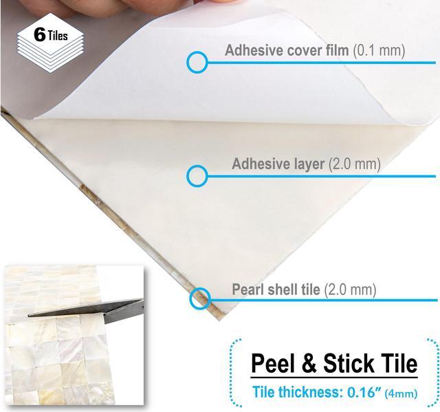 Alt view image 5 of 7 - Peel and Stick Natural Mother of Pearl Shell Backsplash Mosaic Tile Natural White 12" x 12" 6 Tiles