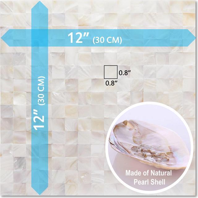 Alt view image 2 of 7 - Peel and Stick Natural Mother of Pearl Shell Backsplash Mosaic Tile Natural White 12" x 12" 6 Tiles