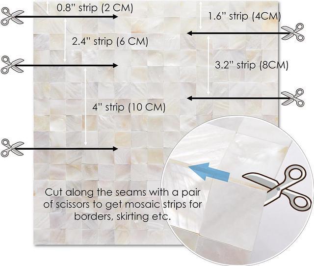Alt view image 7 of 7 - Peel and Stick Natural Mother of Pearl Shell Backsplash Mosaic Tile Natural White 12" x 12" 6 Tiles