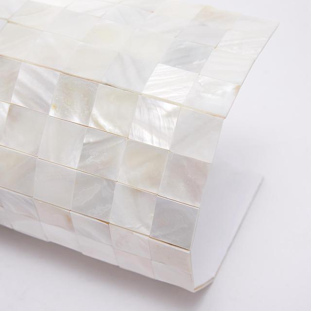 Alt view image 3 of 7 - Peel and Stick Natural Mother of Pearl Shell Backsplash Mosaic Tile Natural White 12" x 12" 6 Tiles