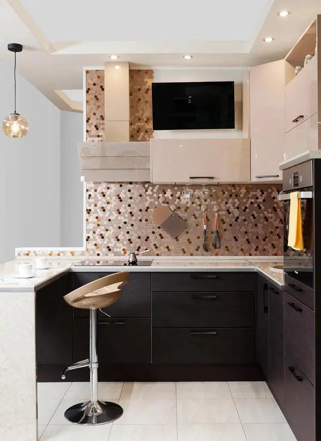Alt view image 4 of 7 - Peel and Stick Backsplash Moasic Metal Tile Rose Gold Hexagonal 3D Relief 6 Tiles