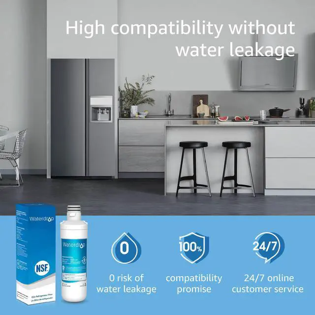 Alt view image 7 of 14 - Waterdrop LT1000PC ADQ747935 MDJ64844601 Refrigerator Water Filter, Replacement for LG® LT1000P®, ADQ74793501, ADQ74793502, Kenmore 46-9980, 9980, LFXC24796S, LSFXC2496D, NSF Certified, Pack of 1