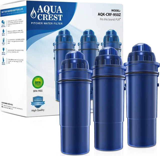 Main image of AQUA CREST AQK-CF10A NSF Certified Pitcher Water Filter, Replacement for Pur Pitchers and Dispensers PPT700W, CR-1100C and PPF951K Water Filter (3 Pack)