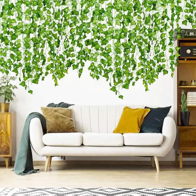 Alt view image 2 of 7 - 12 Pack 98 Feet Fake Ivy Leaves Artificial Ivy Garland Greenery Garlands Hanging Plant Vine for Wedding Wall Party Room Astethic Stuff Decor