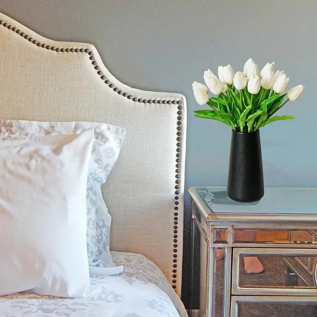 Alt view image 7 of 7 - 12 Pcs White Artificial Tulip Flowers, Silk Fake Flowers 13" for Mother's Day, Easter, Valentines Day Gifts in Bulk, Home, Kitchen, Wedding Decorations