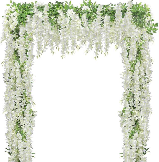 Main image of SINSOLEDAD 5pcs Wisteria Artificial Flowers Garland, Fake Wisteria Vine Kit, Hanging Flower for House Outdoor Garden Ceremony Outside Wedding Arch Floral Decor, Xmas Decor,