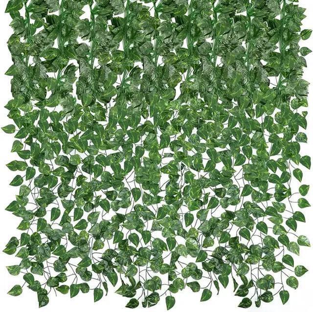 Main image of Sinsoledad 12pcs, Artificial Grape Vines Leaf, Green Leaves Plants Hanging Vine For Home Garden Wall Decor Greenery Wedding Party Outdoor Decoration