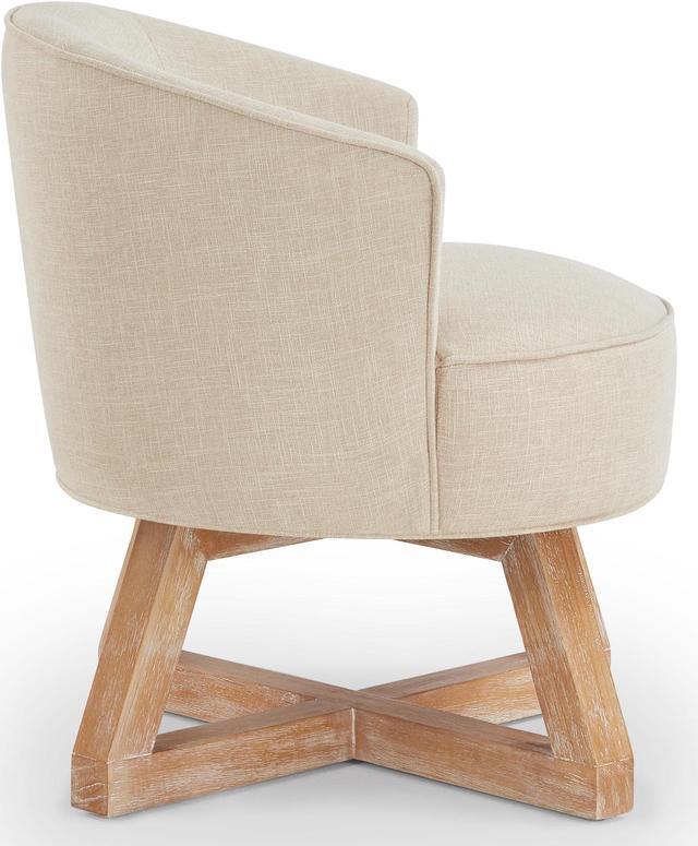 Alt view image 3 of 6 - CHAYOU Swivel chair with cross-shaped wooden base,Lounge chair with solid wood legs, 360°freely Swivel chair , Classic linen Fabric for living room, bedroom, office, dresser -Beige