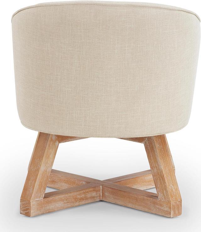 Alt view image 5 of 6 - CHAYOU Swivel chair with cross-shaped wooden base,Lounge chair with solid wood legs, 360°freely Swivel chair , Classic linen Fabric for living room, bedroom, office, dresser -Beige