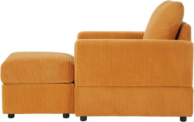 Alt view image 4 of 7 - CHAYOU Classic Corduroy Chaise Lounge, Comfy Sofa Chaise Couch Chair, Upholstered Accent Chair with Ottoman for Living Room - Yellow