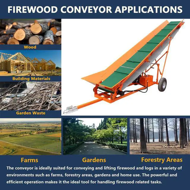 Alt view image 7 of 7 - Firewood Conveyor 6.5HP 208cc Gasoline Powered 19.7" Width PVC Belt Wood Conveyor Lifter Elevator with B&S Engine