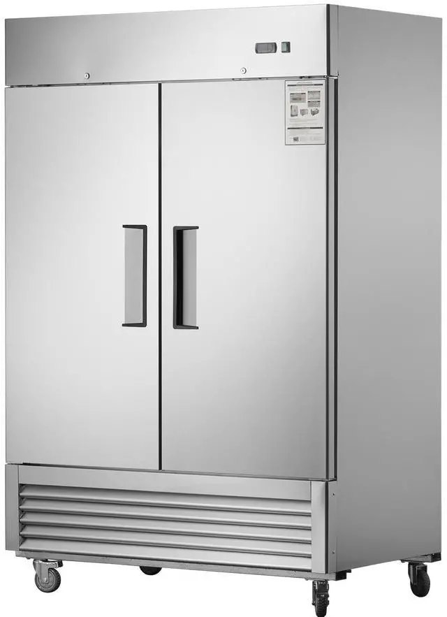 Alt view image 2 of 7 - 54"W Commercial Freezer 2 Section 2 Solid Door Stainless Steel Interior and Exterior Construction Reach-in Freezer 42.2 Cu.ft. Upright Fan Cooling Freezer for Restaurants and Commercial Environments