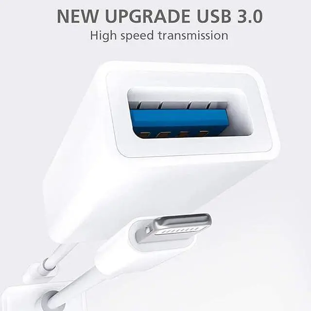 Alt view image 2 of 7 - Lightning to USB Camera Adapter Apple MFi Certified Lightning Female USB 3.0 OTG Cable Adapter Compatible with iPhone/iPad, Supports Connect Camera, Card Reader, USB Flash Drive, MIDI Keyboard, Mouse