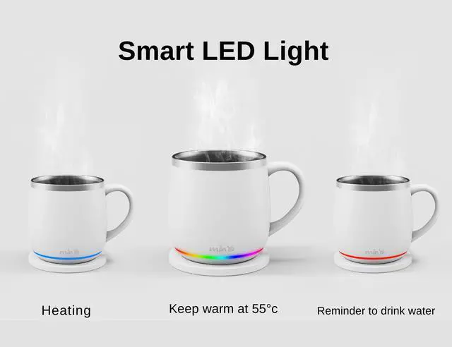 Alt view image 3 of 7 - min Ya Temperature Control Smart Mug, 13.5 OZ, 3 Mode RGB LED Display, Self Heating Coffee Mug,Office/Home for Desk, White