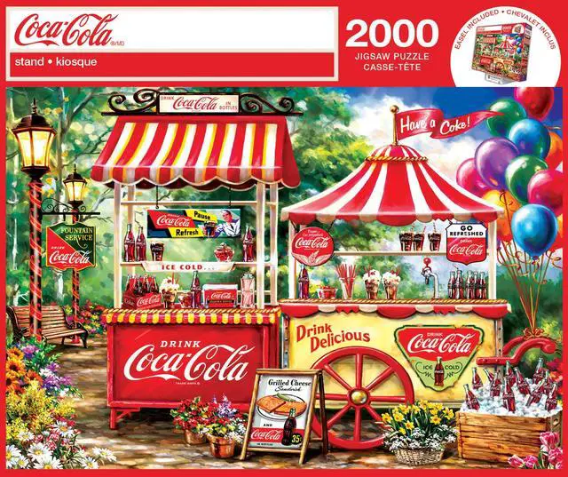 Alt view image 6 of 10 - 2000 piece jigsaw puzzle for adult, family, or kids - coca-cola stand by masterpieces - 39" x 27" - family owned american puzzle company