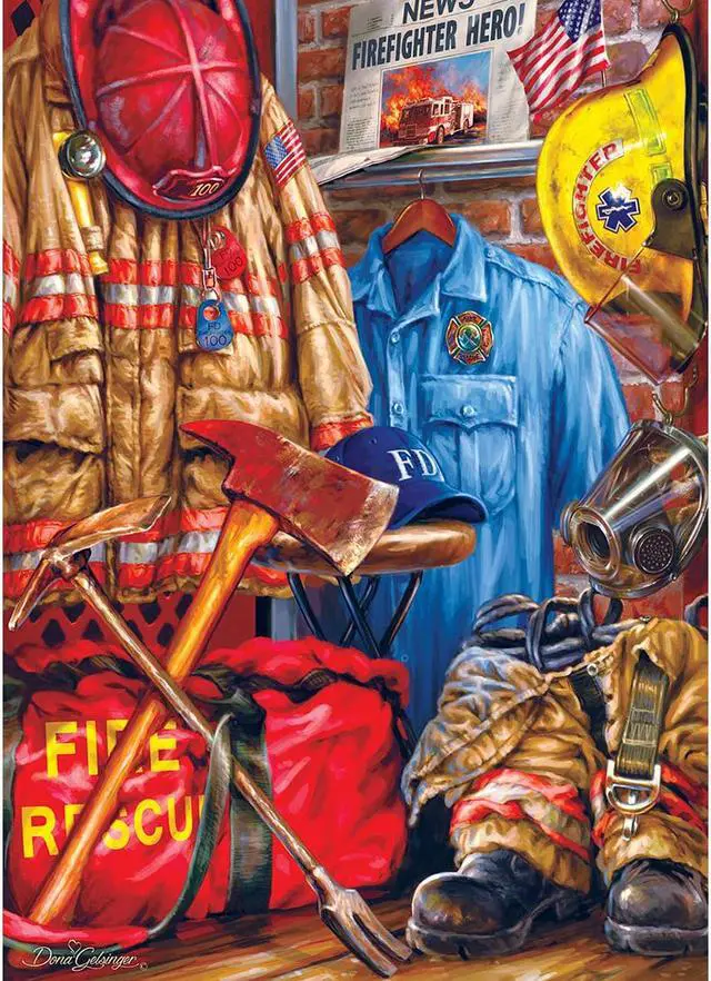 Alt view image 7 of 10 - MasterPieces Hometown Heroes Fire and Rescue - Uniforms and Gear 1000 Piece Jigsaw Puzzle by Dona Gelsinger