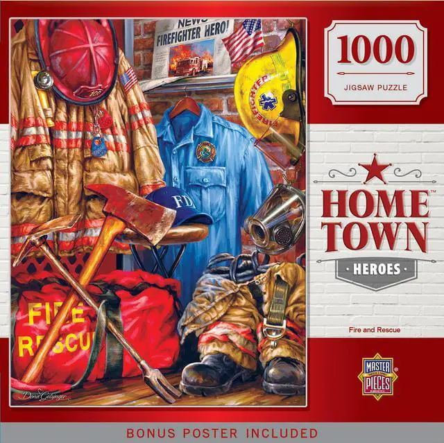 Alt view image 6 of 10 - MasterPieces Hometown Heroes Fire and Rescue - Uniforms and Gear 1000 Piece Jigsaw Puzzle by Dona Gelsinger