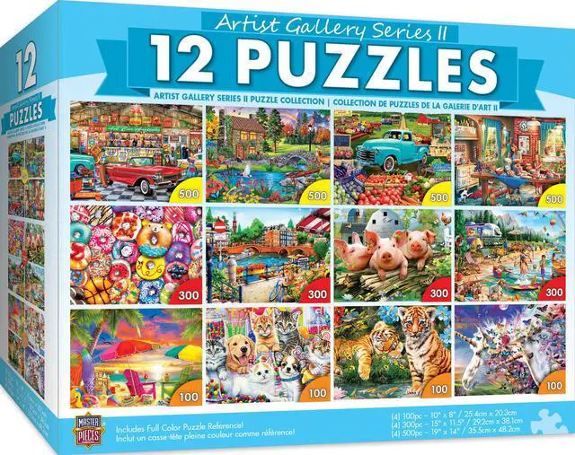 Alt view image 5 of 6 - 12 pack jigsaw puzzle for adult, family, or kids - artist gallery v2 12-pack bundle by masterpieces - family owned american puzzle company