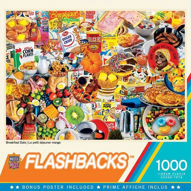 Alt view image 7 of 14 - masterpieces flashbacks 1000 puzzles collection - breakfast of champions 1000 piece jigsaw puzzle