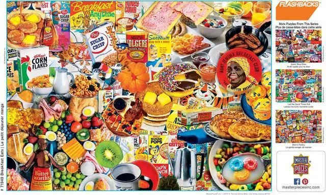 Alt view image 10 of 14 - masterpieces flashbacks 1000 puzzles collection - breakfast of champions 1000 piece jigsaw puzzle