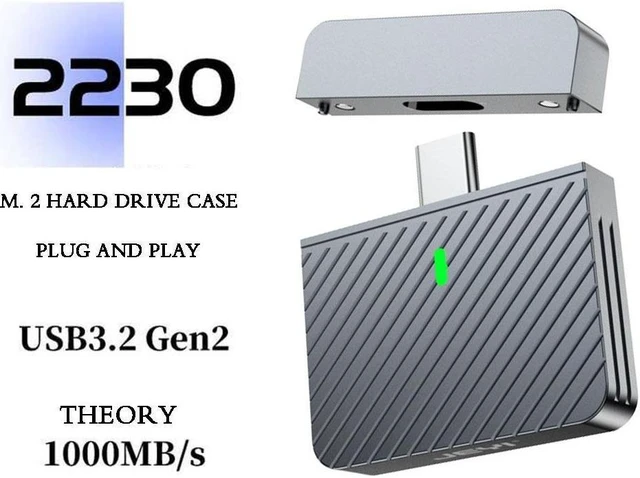 Alt view image 2 of 14 - 2230 M.2 NVMe Direct-attach SSD Enclosure, USB 3.2 10Gbps In-line Aluminum Solid State Drive With Magnet Protective Case