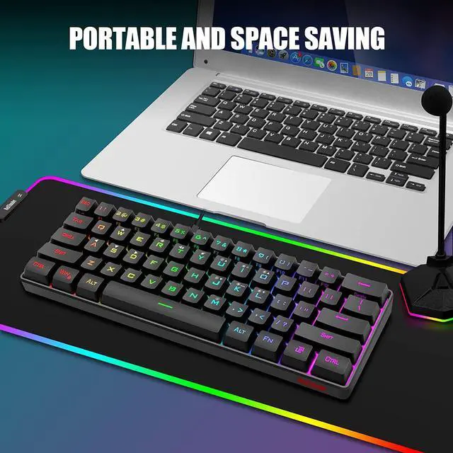 Alt view image 7 of 7 - RedThunder 60% Gaming Keyboard and Mouse Combo, Ultra-Compact 61 Keys RGB Backlit Mini Keyboard, Lightweight 7200 DPI Honeycomb Optical Mouse, RGB Wired Gaming Set for PC MAC PS5 Xbox Gamer(Black)