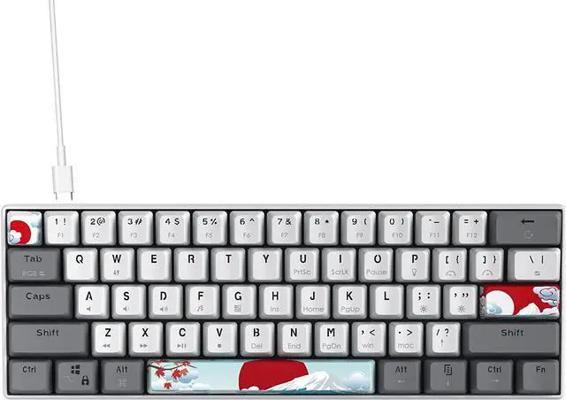 Alt view image 2 of 7 - Owpkeenthy RGB Mechanical Keyboard 60 Percent Red Switches, Ultra-Compact Mini Wired Gaming Keybaord with Backlit PBT Dye-Sub Keycaps for Win/Mac/PC (White/Red Switch), Welcome to consult