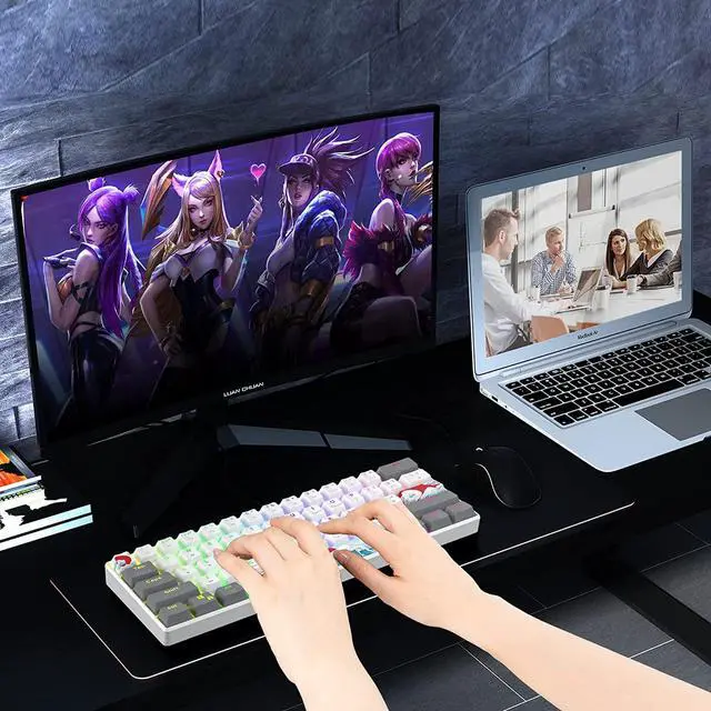 Alt view image 7 of 7 - Owpkeenthy RGB Mechanical Keyboard 60 Percent Red Switches, Ultra-Compact Mini Wired Gaming Keybaord with Backlit PBT Dye-Sub Keycaps for Win/Mac/PC (White/Red Switch), Welcome to consult