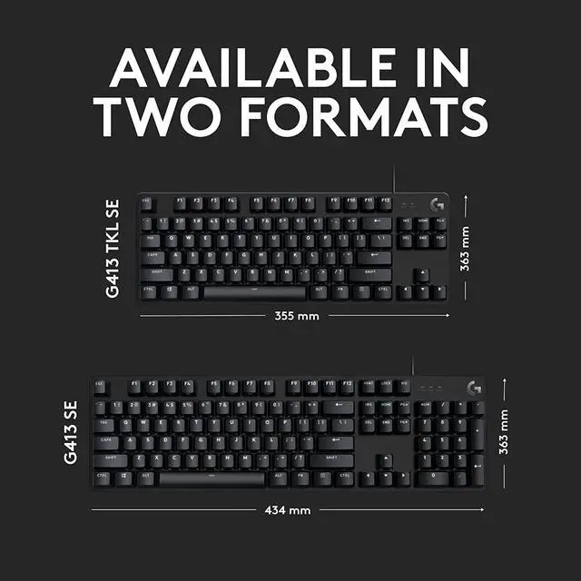 Alt view image 6 of 7 - G413 SE Full-Size Mechanical Gaming Keyboard - Backlit Keyboard with Tactile Mechanical Switches, Anti-Ghosting, Compatible with Windows, macOS - Black Aluminum