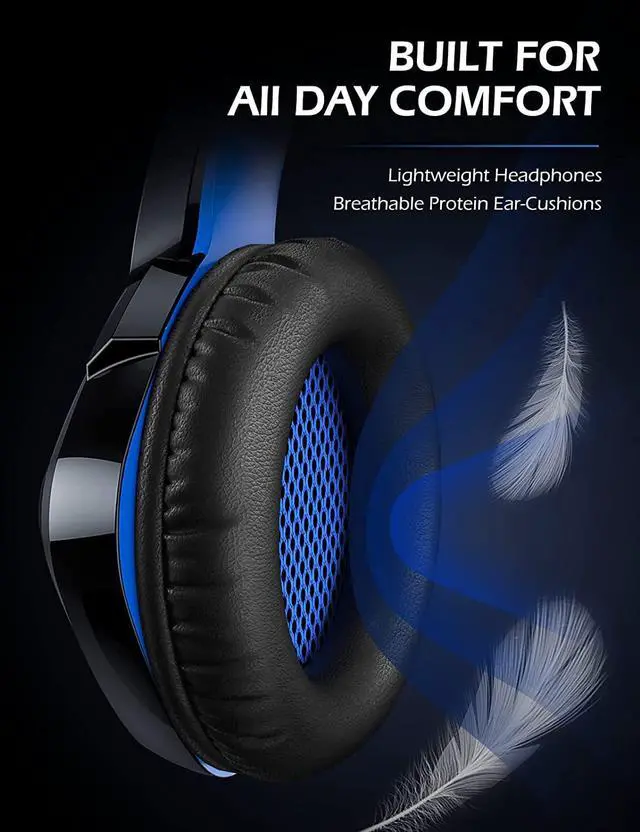 Alt view image 4 of 7 - Gaming Headset PS4 Headset, Xbox One Headset with Noise Canceling Mic and Rgb Light, PC Headset with Stereo Surround Sound, Over-Ear Headphones for PC, PS4, Xbox One, Laptop