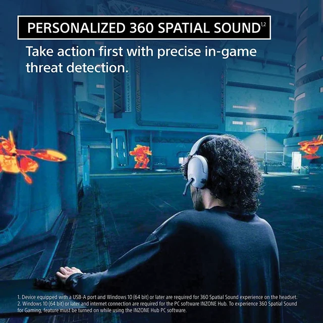 Alt view image 2 of 7 - INZONE H3 Wired Over-Ear Gaming Headset with Mic PS5 Headphones, White