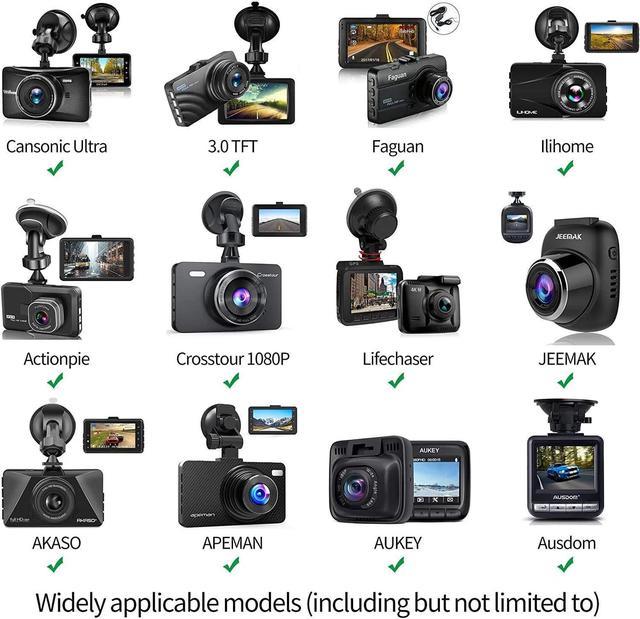 Dash Cam Suction Mount with 15+ Swivel Ball Adapters Compatible with Rexing  V1, UGSHD, Falcon F170, KDLINKS, Vantrue, APEMAN, , Z-Edge, Roav, Old  Shark, YI, Peztio, UGSHD and Most Dash Cameras 