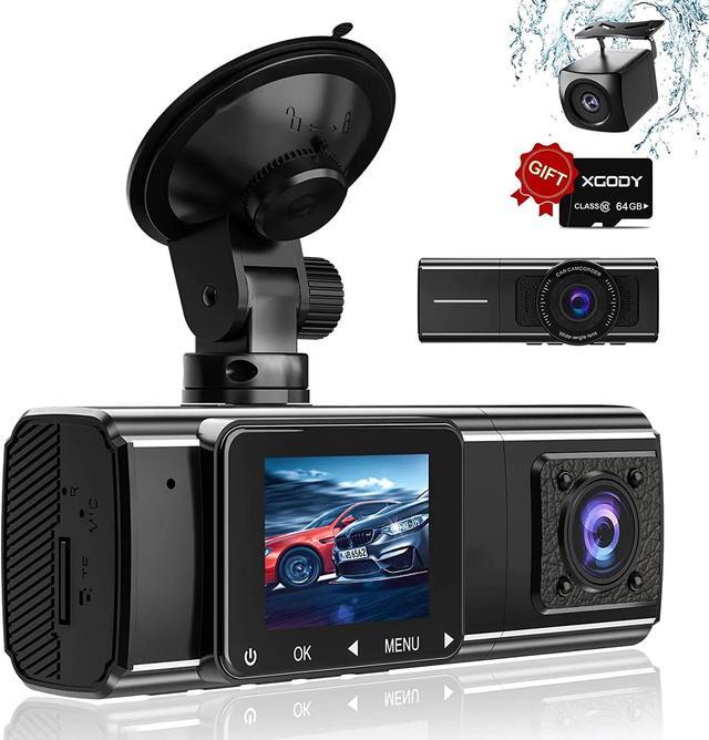 3 Channel Dash Cam Front And Rear Inside,1080p Dash Camera For Cars,  Dashcam Three Way Car Camera With Ir Night Vision, Loop Recording,  G-sensor,parki