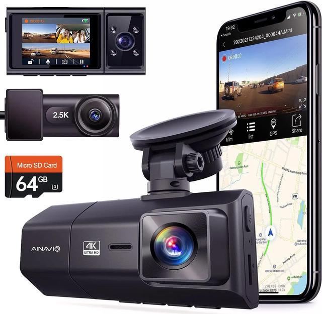 3 Channel 4K Dash Cam for Cars, 4K+2.5K Front and Rear Cabin