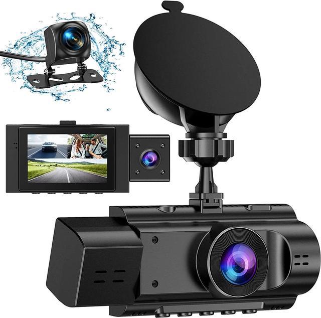 3 Channel Dash Cam Front and Rear Inside, 1080P Dash Camera for