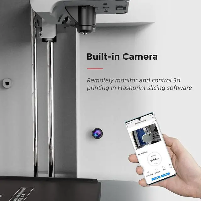 Alt view image 5 of 6 - FLASHFORGE Adventurer 3 3D Printer Leveling-Free with Quick Removable Nozzle and Heating Bed, Built-in HD Camera, Wi-Fi Cloud Printing