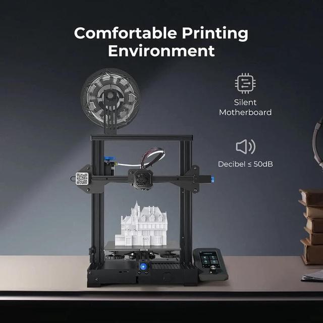 Official Creality Ender 3 V2 3D Printer, Upgraded Ender 3 3D Printer with  Carborundum Glass Bed, Silent Motherboard and MeanWell Power Supply, Build