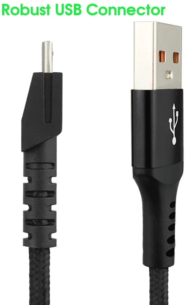 Alt view image 2 of 6 - Braided USB Fast Charger Cord Fits for Razer Viper Ultimate/Naga Pro 20000 DPI/DeathAdder V2 pro/Razer Basilisk Gaming Mice,4.9Ft Charging Cord for Razer Wireless Gaming Mouse Charging Dock