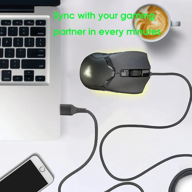 Alt view image 3 of 6 - Braided USB Fast Charger Cord Fits for Razer Viper Ultimate/Naga Pro 20000 DPI/DeathAdder V2 pro/Razer Basilisk Gaming Mice,4.9Ft Charging Cord for Razer Wireless Gaming Mouse Charging Dock