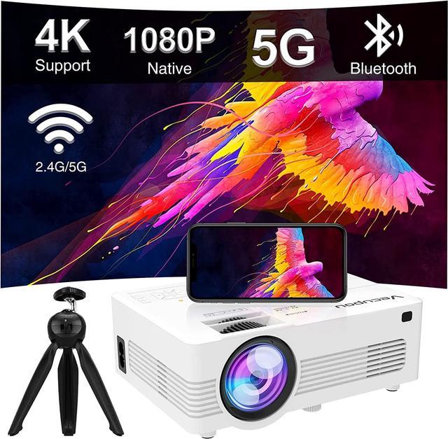 Native 1080P Mini Projector with 5G WiFi and Bluetooth (with Tripod), 4K  Supported Outdoor Projector, Portable Movie Projector Compatible with TV  Stick, iOS, Android, PS5, HDMI, USB, Vecupou