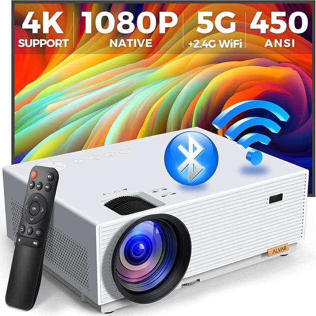 Mini Projector with 5G WiFi and Bluetooth, ALVAR 15000L 450 ANSI Native  1080P Portable Projector 4K Support, Outdoor Movie Projector with 120  Screen & 400 Display Compatible w/ TV Stick/HDMI/USB/PS5 