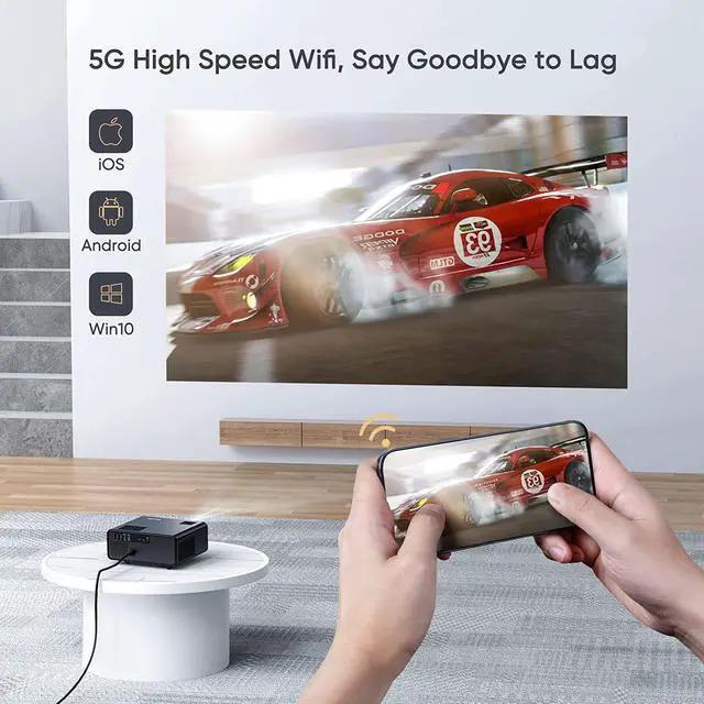 Alt view image 5 of 6 - 5G WiFi Bluetooth Projector, TOPTRO TR22 Outdoor Projector 4K Supported, 480 ANSI Lumen, Smart Touch Keys, 4D/4P Keystone Correction, Full Sealed Optical Movie Projector Compatible with iOS/Android