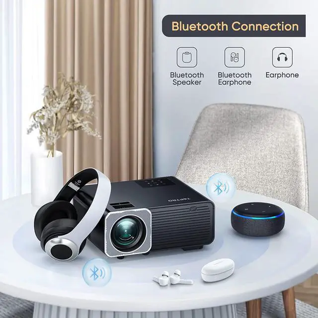 Alt view image 6 of 6 - 5G WiFi Bluetooth Projector, TOPTRO TR22 Outdoor Projector 4K Supported, 480 ANSI Lumen, Smart Touch Keys, 4D/4P Keystone Correction, Full Sealed Optical Movie Projector Compatible with iOS/Android