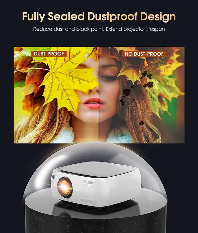 Alt view image 7 of 7 - 5G WiFi 1080P Projector Bluetooth 4K Supported - BIGASUO 420 ANSI Outdoor Movie Projector with 4D/4P Keystone & 50% Zoom, Portable Home Theater HD Video Projector for PS4, TV Stick, Laptop, Phone